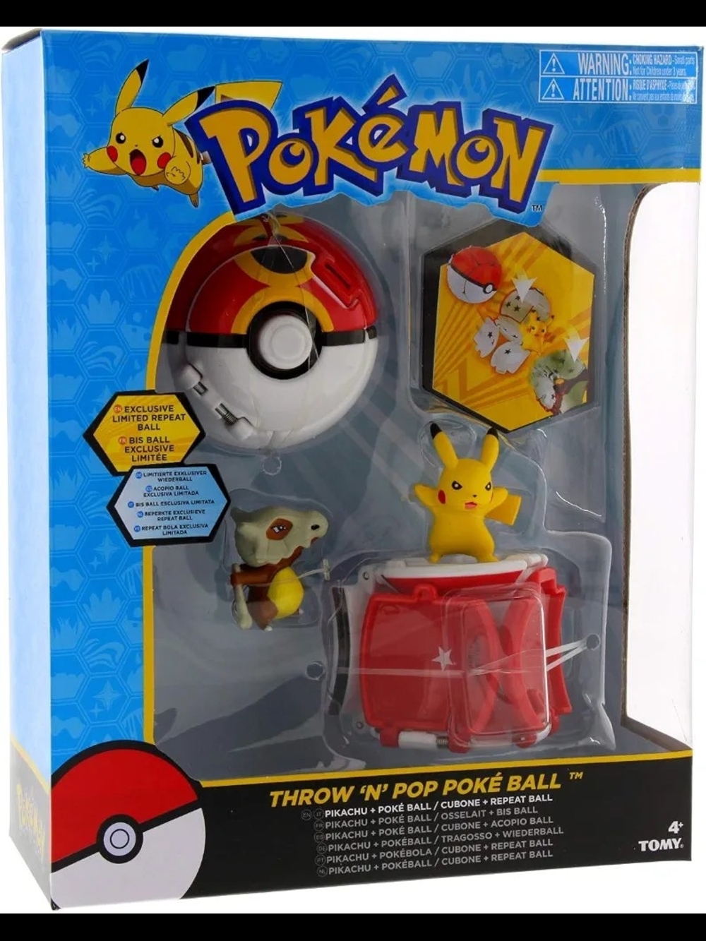 Pokemon Pikachu & Cubone Throw 'N' Pop Poké Ball Playset — Red, White, Yellow